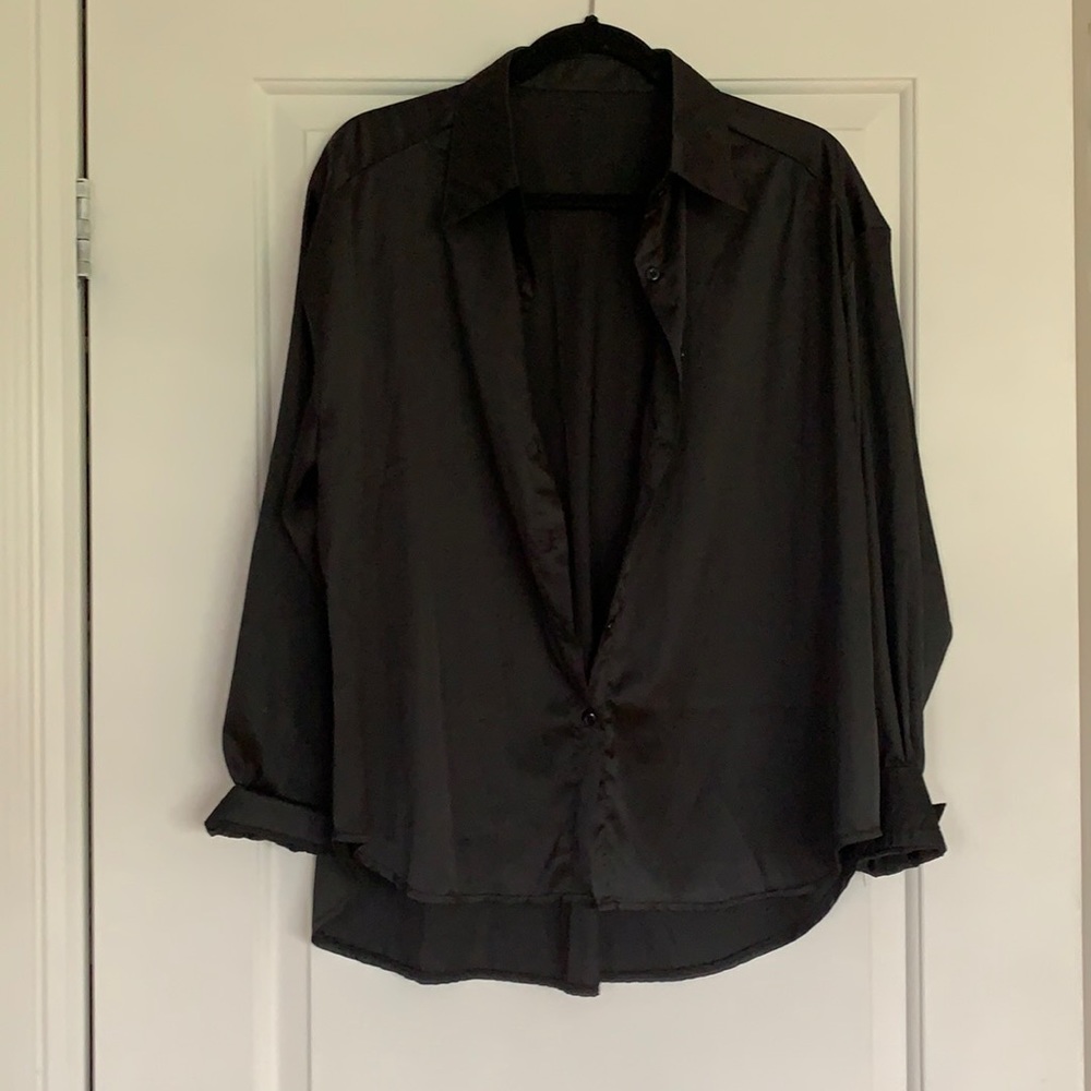 Satin button down